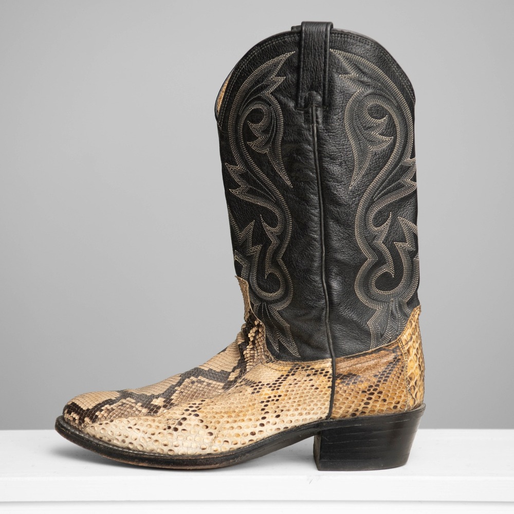 Dan Post Python Snake Skin Western Cowboy Boots Mens 10 Festival Exotic Biker